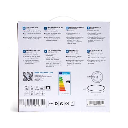 Aigostar - LED Lubinis šviestuvas LED/12W/230V 3000K juodas