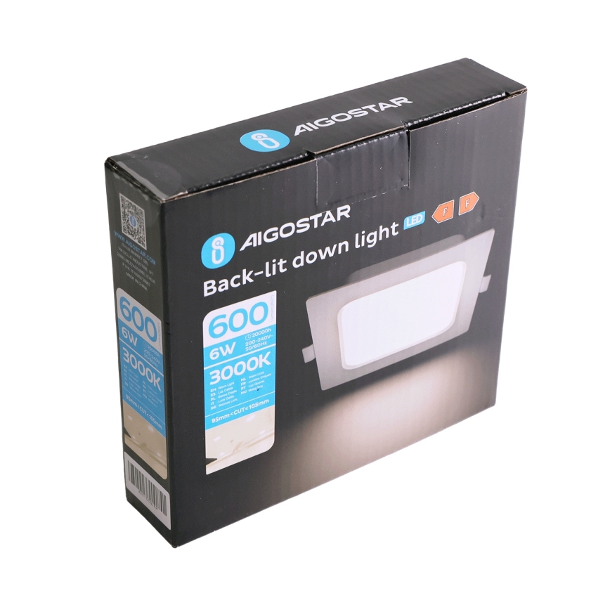 Aigostar - LED Lubinis šviestuvas LED/6W/230V 3000K 12x12 cm baltas