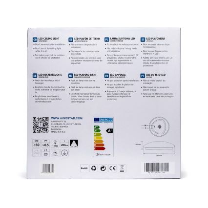Aigostar - LED Lubinis šviestuvas su jutikliu LED/24W/230V 3000K