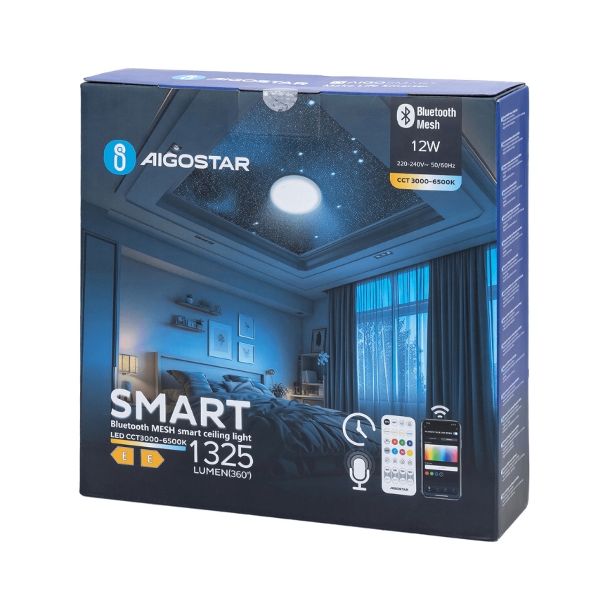 Aigostar - LED pritemdomas lubinis vonios šviestuvas MESH Išmanus LED/12W/230V 3000-6500K IP44 + nuotolinio valdymo pultas