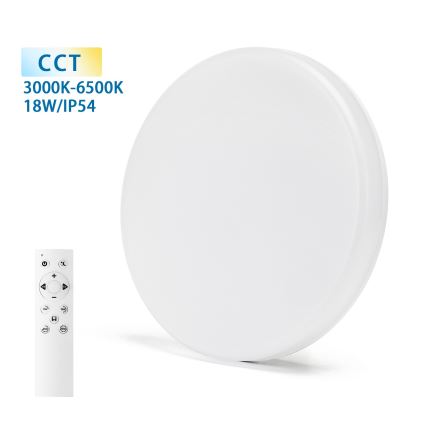 Aigostar - LED pritemdomas lubinis vonios šviestuvas LED/18W/230V 3000-6000K IP54 + nuotolinio valdymo pultas