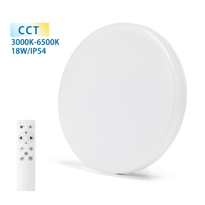 Aigostar - LED pritemdomas lubinis vonios šviestuvas LED/18W/230V 3000-6000K IP54 + nuotolinio valdymo pultas