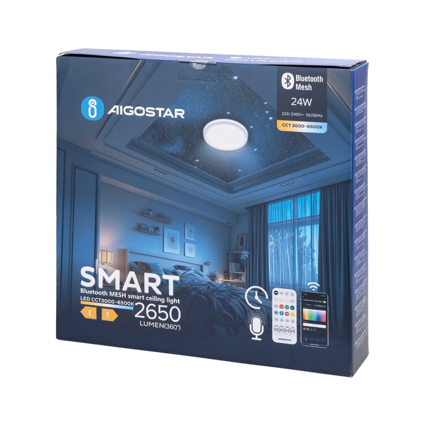 Aigostar - LED pritemdomas lubinis vonios šviestuvas MESH Išmanus LED/24W/230V 3000-6500K IP44 + nuotolinio valdymo pultas