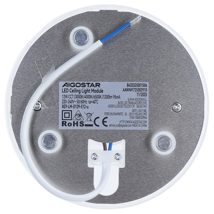 Aigostar - LED magnetinis modulis, 12 W, 230 V, 3000/4000/6500 K