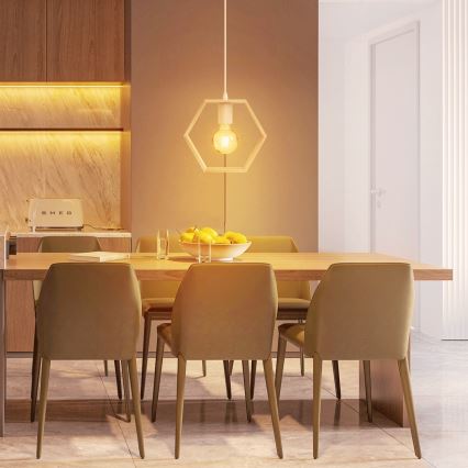 Aigostar - LED medinė pakabinama liustra su laidu 1xE27/9W/230V 2200K, pušis
