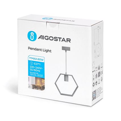 Aigostar - LED medinė pakabinama liustra su laidu 1xE27/9W/230V 2200K, pušis