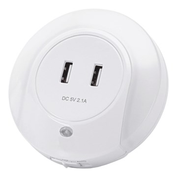 Aigostar - LED naktinis šviestuvas su sutemų jutikliu, kištukinis, su USB LED/0,4W/230V