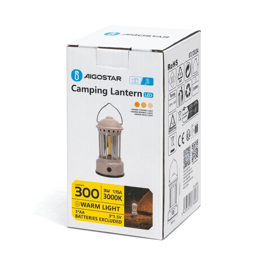 Aigostar - LED Nešiojamas stovyklavimui lempa LED/3W/3xAA