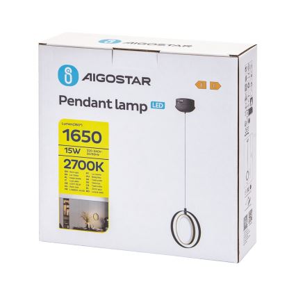 Aigostar - LED Pakabinamas sietynas LED/15W/230V 2700K juoda