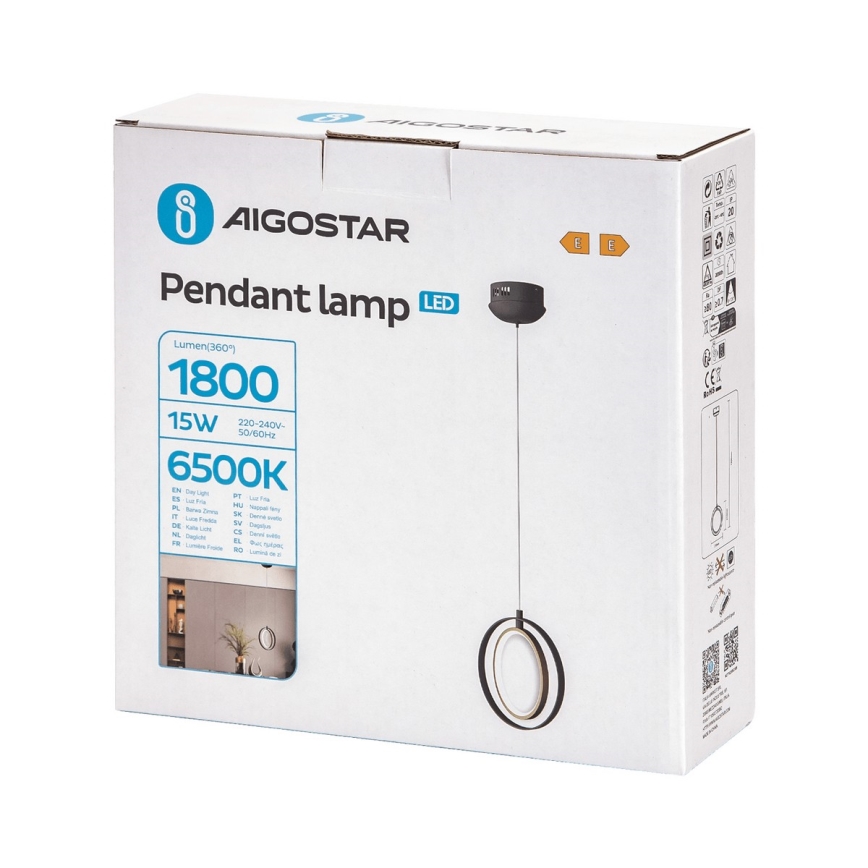 Aigostar - LED Pakabinamas sietynas LED/15W/230V 6500K juoda