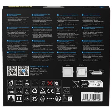 Aigostar - LED Patalpų šviestuvas LED/6W/230V 4000K 12x12 cm balta