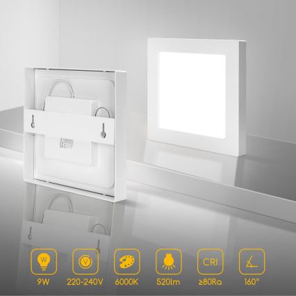 Aigostar - LED paviršinis lubų šviestuvas LED/9W/230V 6000K 12,2x12,2 cm baltas