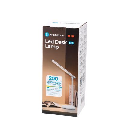 Aigostar - LED Pritemdoma įkraunama jutiklinė stalinė lempa LED/3W/5V 1200mAh 3000/4000/6500K