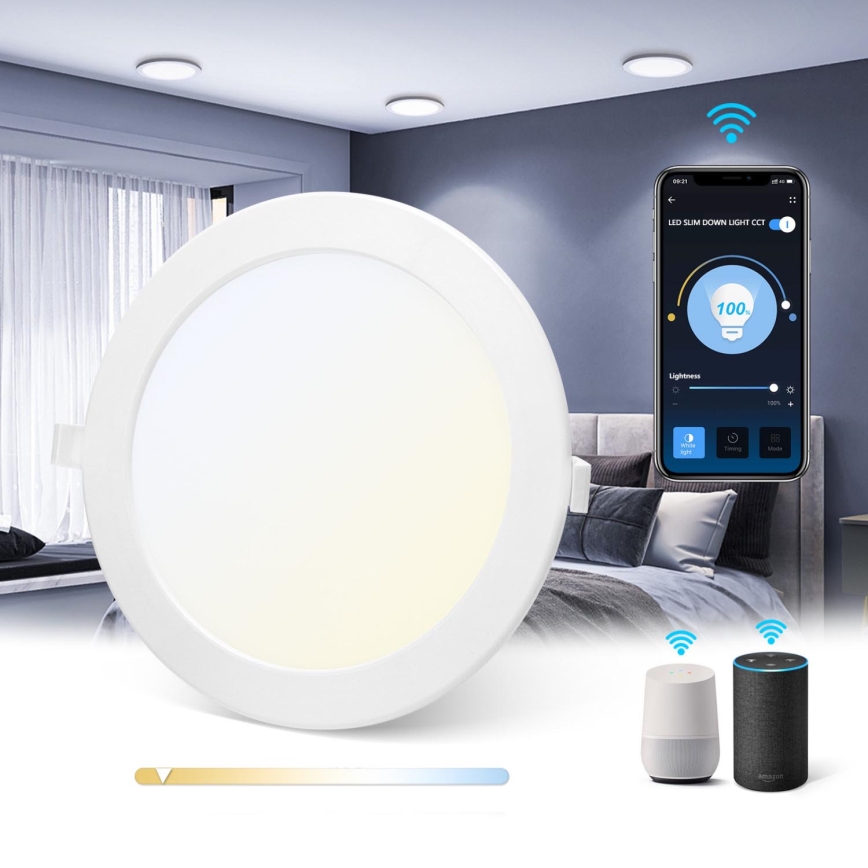 Aigostar - LED Pritemdomas įleidžiamas šviestuvas 18W/230V d. 22 cm Wi-Fi