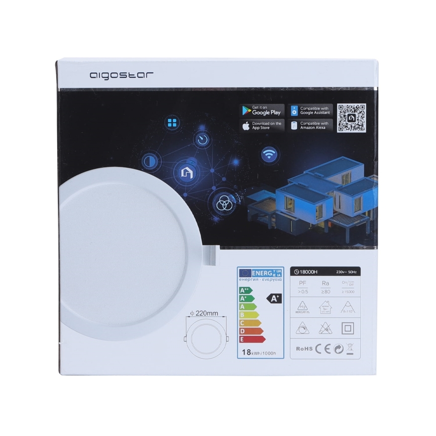 Aigostar - LED Pritemdomas įleidžiamas šviestuvas 18W/230V d. 22 cm Wi-Fi