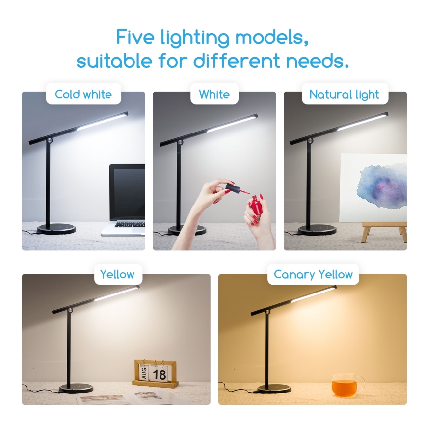 Aigostar - LED pritemdomas, liečiamas stalinis šviestuvas LED/8W/230V 3000-6000K juoda