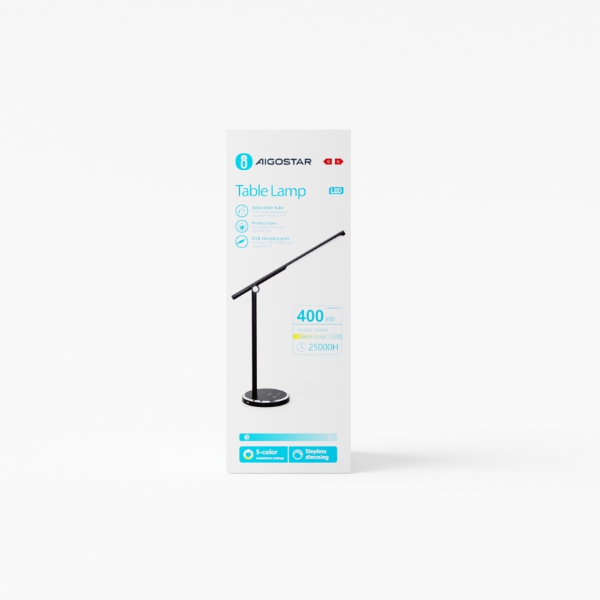 Aigostar - LED pritemdomas, liečiamas stalinis šviestuvas LED/8W/230V 3000-6000K juoda