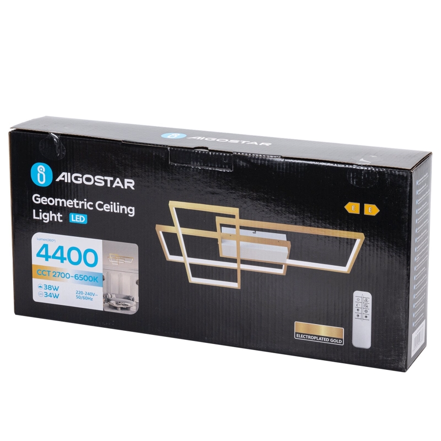 Aigostar - LED Pritemdomas lubinis šviestuvas LED/38W/230V 2700-6500K + nuotolinio valdymo pultas