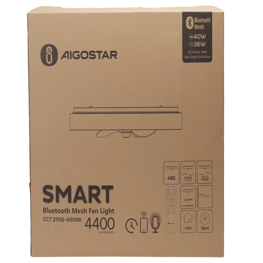 Aigostar - LED Pritemdomas lubinis šviestuvas su ventiliatoriumi MESH LED/40W/230V 2700-6500K juoda + nuotolinio valdymo pultas