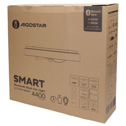 Aigostar - LED Pritemdomas lubinis šviestuvas su ventiliatoriumi MESH LED/40W/230V 2700-6500K juoda + nuotolinio valdymo pultas