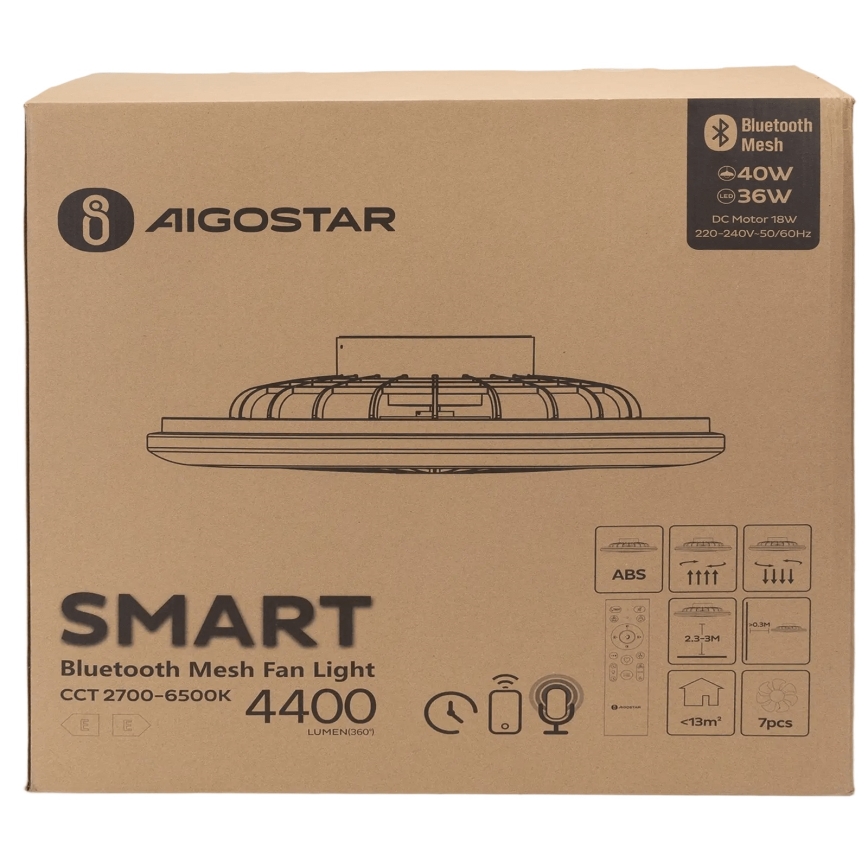 Aigostar - LED Pritemdomas lubinis šviestuvas su ventiliatoriumi MESH LED/40W/230V 2700-6500K balta + nuotolinio valdymo pultas
