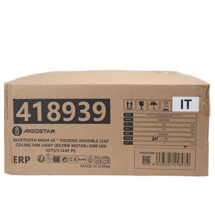 Aigostar - LED Pritemdomas lubinis šviestuvas su ventiliatoriumi MESH LED/50W/230V 2700-6500K juoda + nuotolinio valdymo pultas