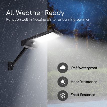 Aigostar - LED Pritemdomas saulės lempa su jutikliu LED/2,3W/5,5V IP65 1800 mAh + nuotolinio valdymo pultas