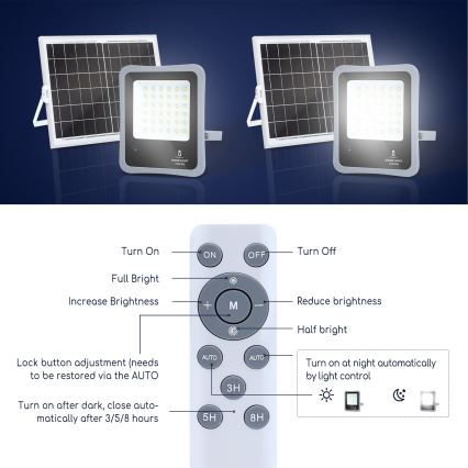 Aigostar - LED Pritemdomas saulės prožektorius LED/100W/3,2V IP65 10000 mAh + VP