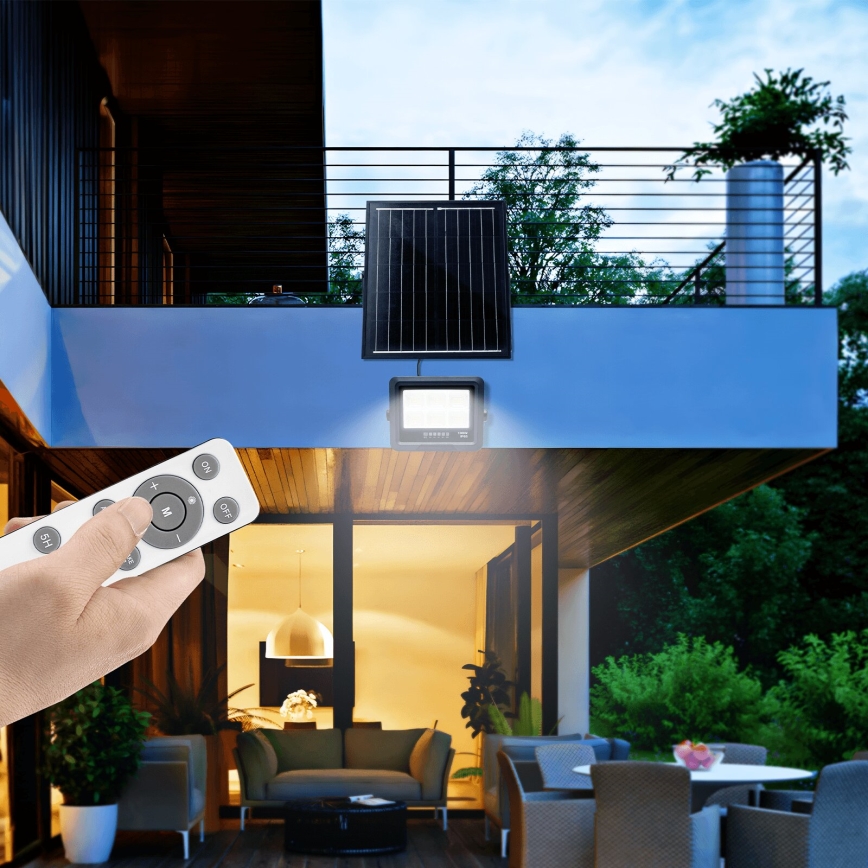 Aigostar - LED Pritemdomas saulės prožektorius LED/100W/3,4V IP65 + nuotolinio valdymo pultas