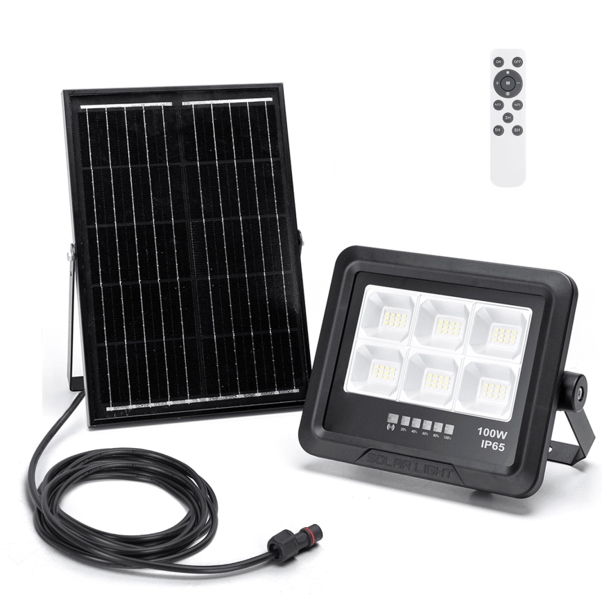 Aigostar - LED Pritemdomas saulės prožektorius LED/100W/3,4V IP65 + nuotolinio valdymo pultas