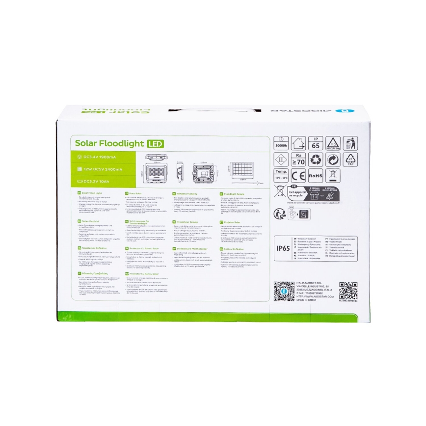 Aigostar - LED Pritemdomas saulės prožektorius LED/100W/3,4V IP65 + nuotolinio valdymo pultas