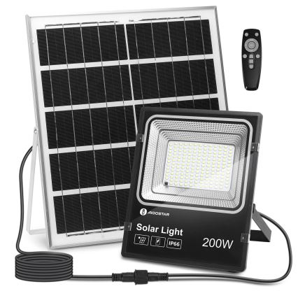 Aigostar - LED Pritemdomas saulės prožektorius LED/200W/3,2V IP66 + nuotolinio valdymo pultas