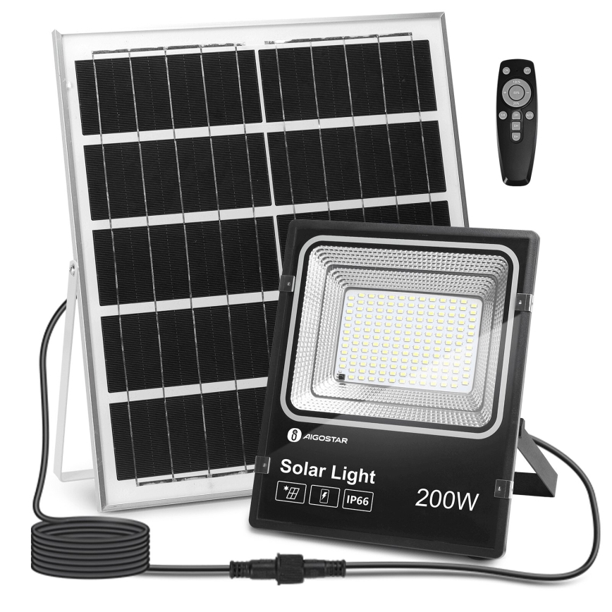 Aigostar - LED Pritemdomas saulės prožektorius LED/200W/3,2V IP66 + nuotolinio valdymo pultas