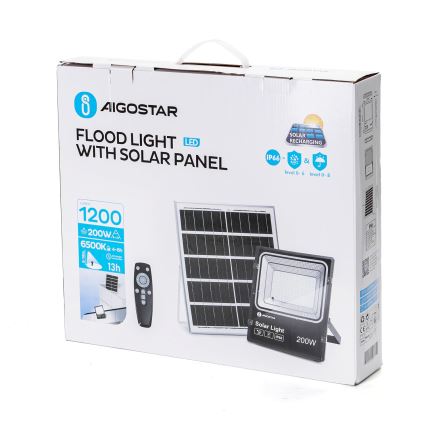 Aigostar - LED Pritemdomas saulės prožektorius LED/200W/3,2V IP66 + nuotolinio valdymo pultas
