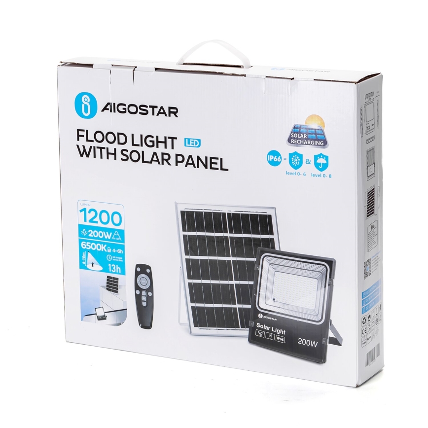 Aigostar - LED Pritemdomas saulės prožektorius LED/200W/3,2V IP66 + nuotolinio valdymo pultas