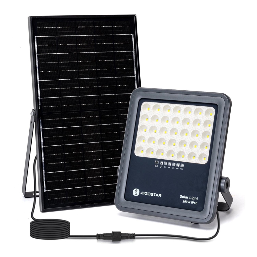 Aigostar - LED Pritemdomas saulės prožektorius LED/200W/3,4V IP65 + nuotolinio valdymo pultas