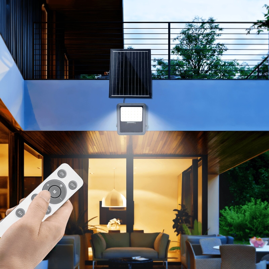 Aigostar - LED Pritemdomas saulės prožektorius LED/200W/3,4V IP65 + nuotolinio valdymo pultas