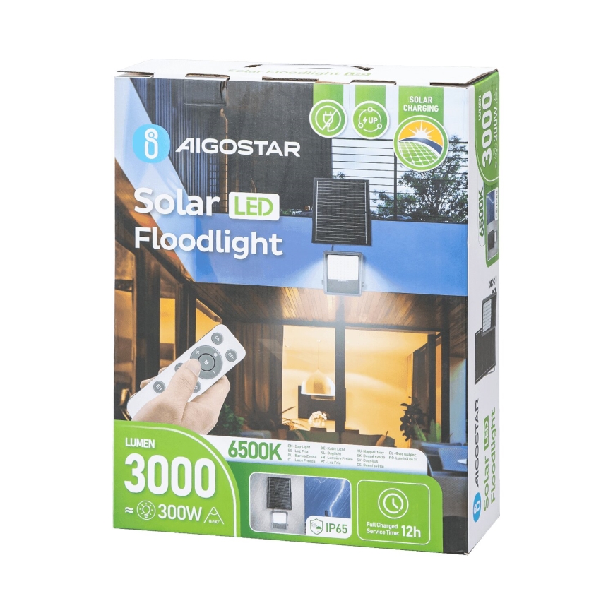 Aigostar - LED Pritemdomas saulės prožektorius LED/300W/3,4V IP65 20000 mAh + nuotolinio valdymo pultas