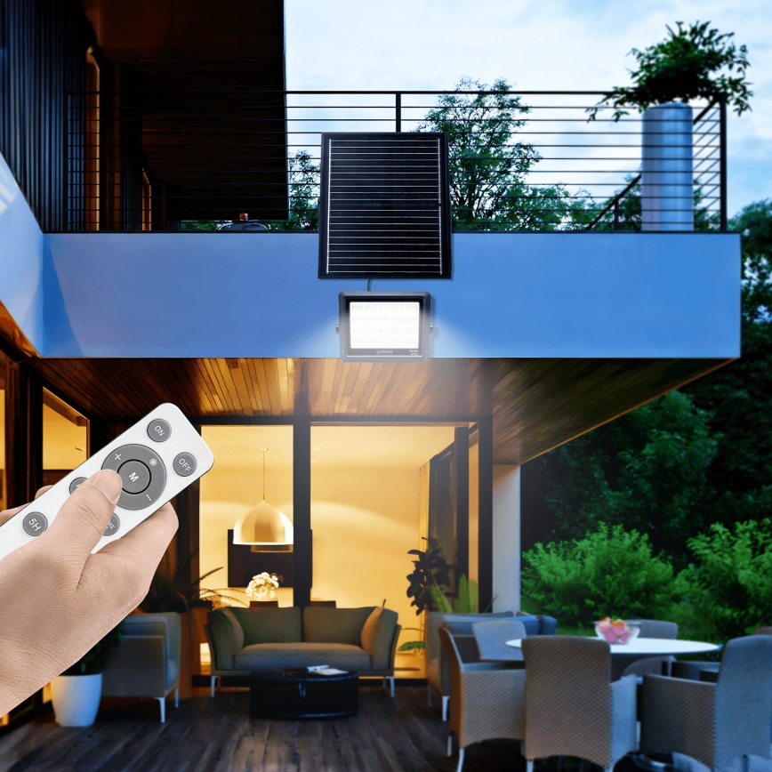 Aigostar - LED Pritemdomas saulės prožektorius LED/300W/3,4V IP65 + nuotolinio valdymo pultas
