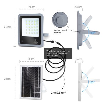 Aigostar - LED Pritemdomas saulės prožektorius LED/30W/3,2V 20000 mAh IP67 + VP