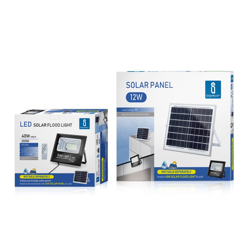 Aigostar - LED Pritemdomas saulės prožektorius LED/40W/3,2V IP67 2000 mAh + VP