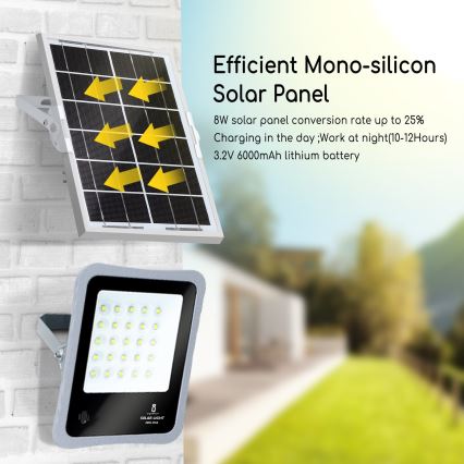 Aigostar - LED Pritemdomas saulės prožektorius LED/50W/3,2V IP65 6000 mAh + VP