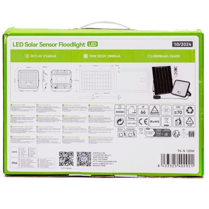 Aigostar - LED dimeriuojamas saulės prožektorius su jutikliu LED/120W/3,4V 6500K IP66 8000 mAh + nuotolinis valdymas