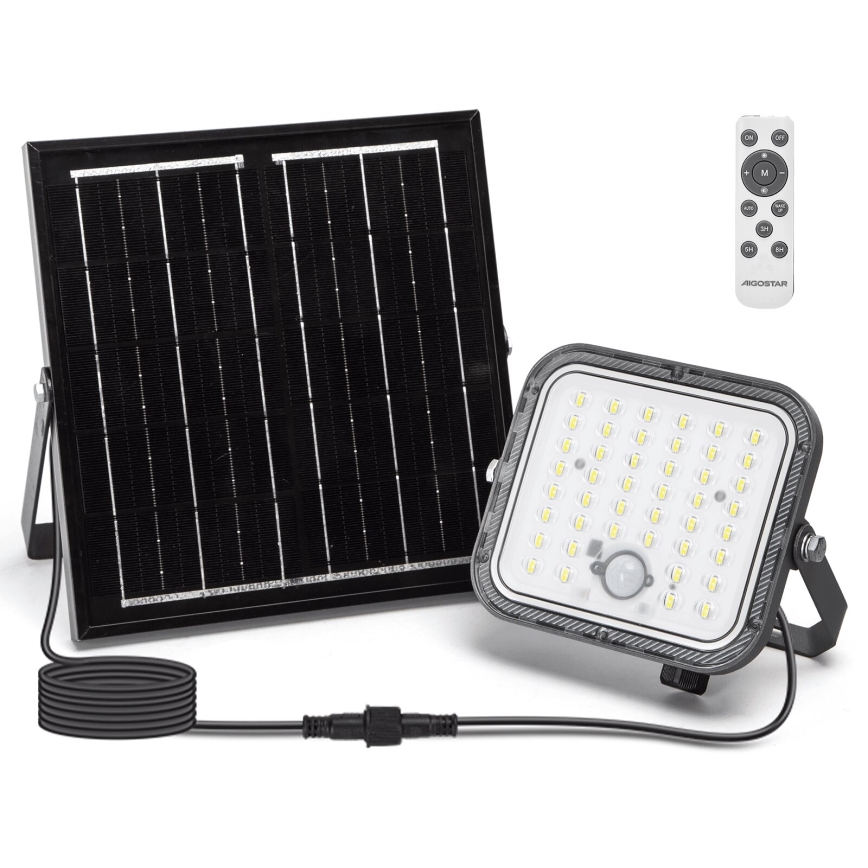 Aigostar - LED Pritemdomas saulės prožektorius su jutikliu LED/80W/3,4V IP66 + nuotolinio valdymo pultas