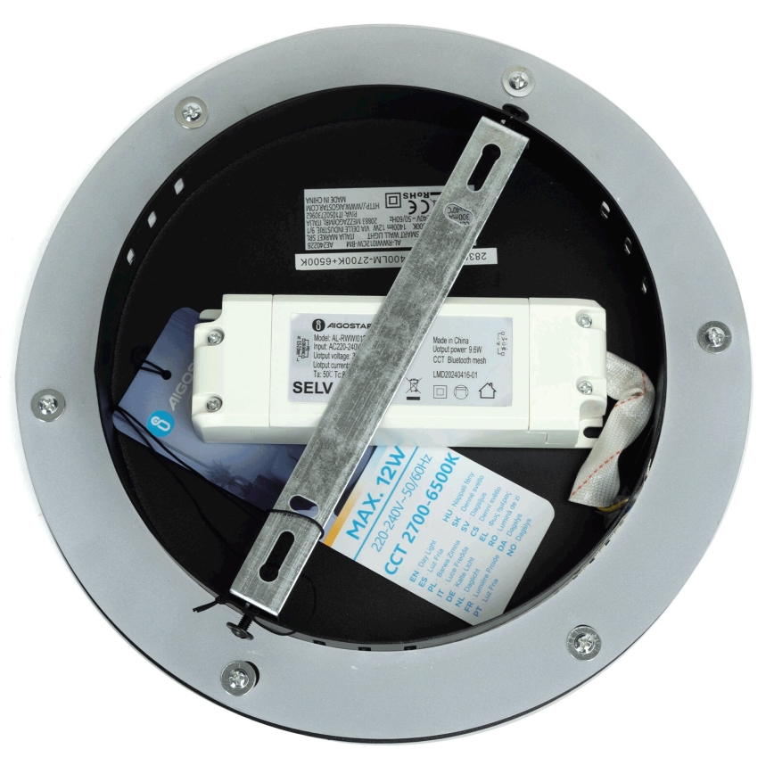 Aigostar - LED pritemdomas sieninis šviestuvas MESH Išmanus LED/12W/230V 2700-6500K juoda