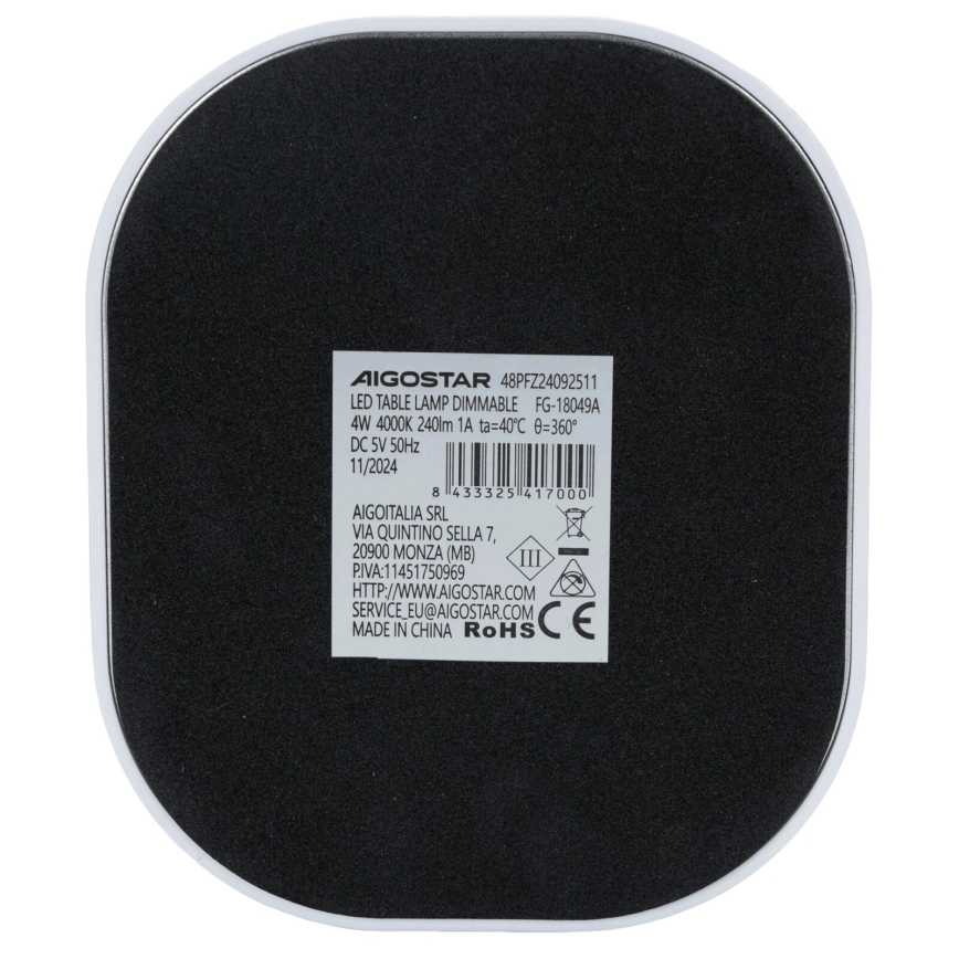 Aigostar - LED pritemdomas stalinis šviestuvas LED/4W/5V 4000K