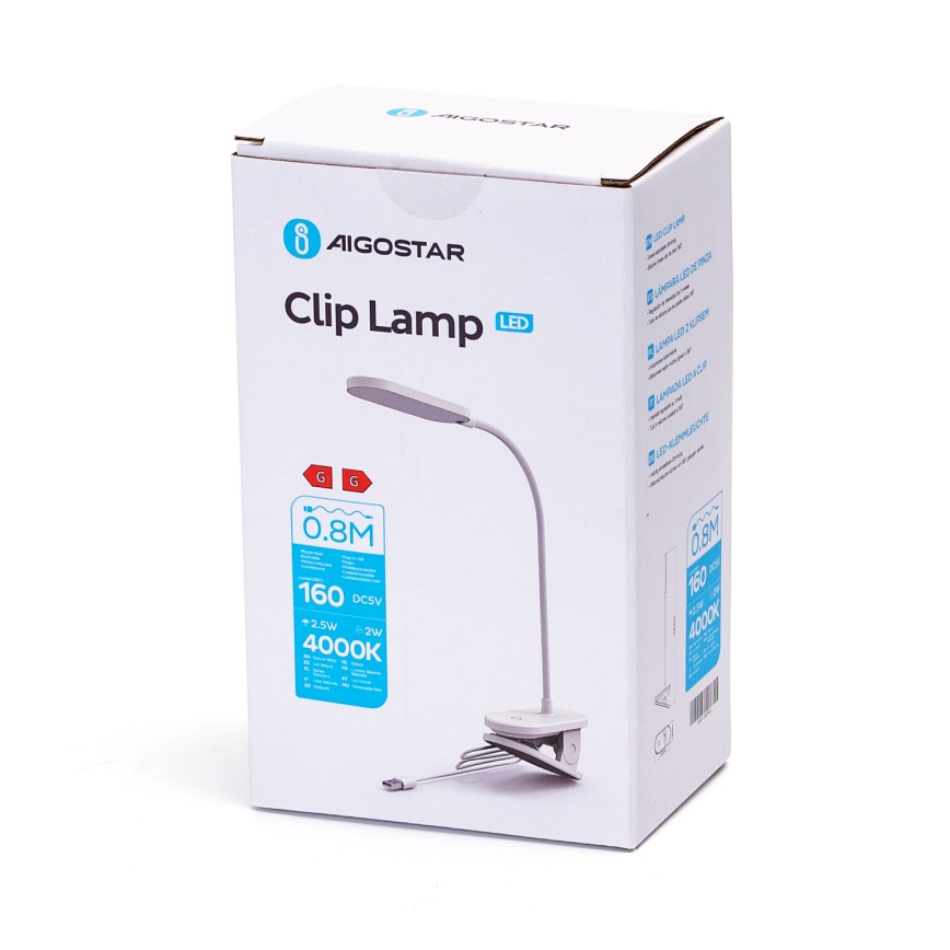 Aigostar - LED pritemdomas stalinis šviestuvas su segtuku LED/2,5W/5V balta