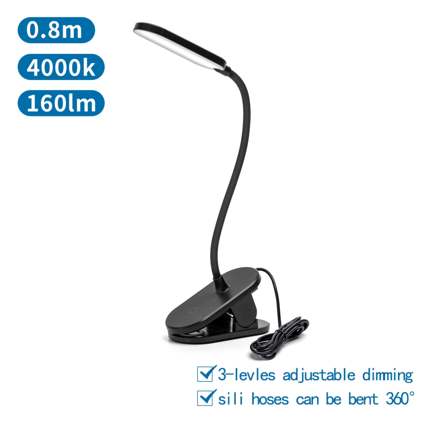 Aigostar - LED pritemdomas stalinis šviestuvas su segtuku LED/2,5W/5V juoda