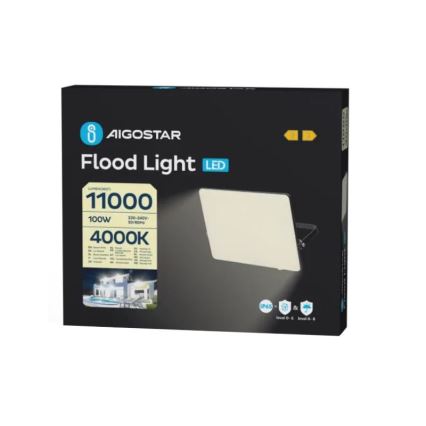 Aigostar - LED prožektorius LED/100W/230V 4000K IP65 juoda