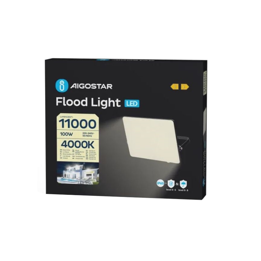 Aigostar - LED prožektorius LED/100W/230V 4000K IP65 juoda